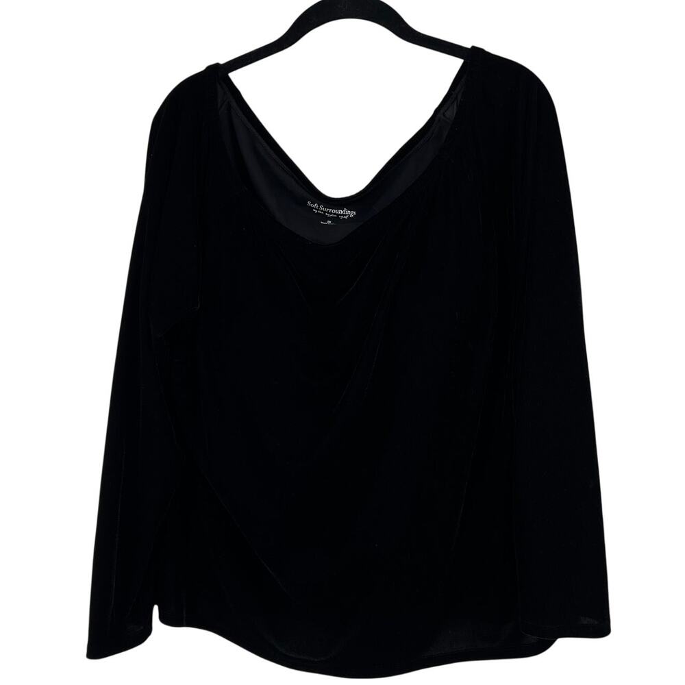 Soft‎ Surroundings 2X Secret Support Built N Bra Velvet Bateau Neck Blouse Black